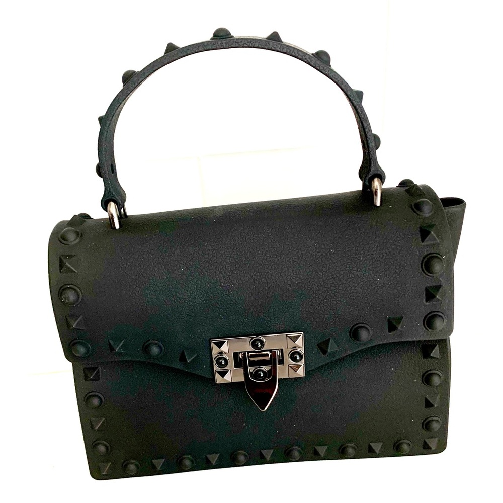 Tinsley Studded Jelly Tote – Black 8”x6”x3” – Goth Rock & Roll Vibes – EUC